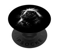 Skunk Portrait Black and White Animal Lover PopSockets Adhesive PopGrip