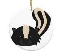 Skunk Print Round Xmas Ornaments, Christmas ceramic pendant Hanging for Xmas Tree Home Indoor Outdoor Decor