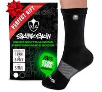 SKUNK SKIN Odorless Crew Socks Men Women Moisture Wicking Work Athletic Boot Training Socks Black White, Black, Small