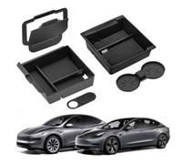 SKUNTUGUANG 5 Pcs Accessories for Tesla Model Y 2025 Juniper Centre Console Organiser, Silicone Organiser Tray, Armrest Storage Box, Hidden Box, Drink Holder and Drawer Organizer Accessories