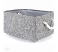 Skupro Storage Baskets for Shelves, Small Collapsible Linen Fabric Open Storage Box, Grey with Rope Handles, Organiser for Cupboard Wardrobe Closet Makeup Sundries (40x31x20cm 1pcs)