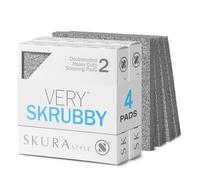 SKURA STYLE S Skura Style Very Skrubby Heavy Duty Scouring Pads (Bulk 4 Pack) | Abrasive Kitchen Cleaner for Caked-on,Baked-on Dirt | Durable,Odor-Free,Flexible,Dual Sided,Polyurethane Foam Scrubber