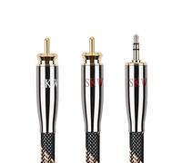 SKW Audiophile Ultra-high Purity Copper Audio Cable 3.5mm Male to 2 RCA Male Audio Auxiliary Stereo Y Splitter Adapter Cable 9.8ft/3M