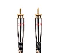 SKW BG01-2M Subwoofer Cable RCA to RCA Multiple Shield with Single Crystal Copper for HiFi Systems (2 Meter, Black),2M