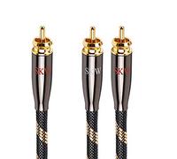 SKW RCA Y Splitter Cable 1 Male to 2 Male Subwoofer Cord, Ultra-high Purity Copper RCA Y Cable with OD 6.0mm, Multiple Shield Stereo Audio Cable for Subwoofer/amplifier 5M(16.4FT)