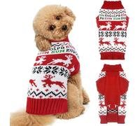 SKXEO Christmas Dog Jumper Snowflake Reindeer Pattern - Soft Classic Pet Sweater Warm Cat Dog Apparel, Knitwear Pet Winter Clothes Xmas Outfits(Running Reindeer,S)
