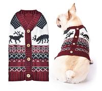 SKXEO Christmas Dog Jumper Snowflake Reindeer Pattern - Soft Classic Pet Sweater Warm Cat Dog Apparel, Knitwear Pet Winter Clothes Xmas Outfits(Red Reindeer,S)