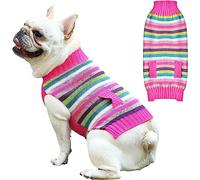SKXEO Pink Striped Pet Dog Sweater False Pockets Puppy Cat Autumn Winter Clothes Warm Jumper Coat Knitwear Jumpers Clothes for Small Medium Large Dogs