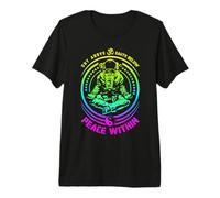 Sky Above Earth Below Peace Within Yoga Astronaut Zen Om Premium T-Shirt