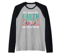 Sky Above me Below me Fire Within me Hippie Raglan Baseball Tee