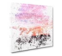 Sky Above the Mountain Watercolour Canvas Print | Gallery Wrapped 30mm Frame Wall Art | 20x20 inches | Ready to Hang | Modern Landscape Picture | Living Room Bedroom Lounge Office