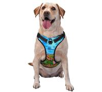 sky and flower Printed quick release dog harness reflective pet vest with 2 quick release buckles 4 sizes S ideal for outdoor walks and hikes