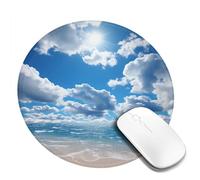 Sky and White Cloud Mouse Pad Waterproof Gaming Mousepad with Non-Slip Rubber Base Round Computer Mouse Mat for Office Latop Mousepads Washable Cloth Desk Pad 8 x 8 in