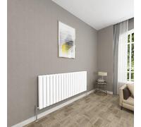 Sky bathroom | 600x1428mm Horizontal Designer Radiators White Flat Panel Double Panel Central Heating Radiator