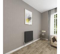 Sky bathroom | 600x590mm - Modern Black Horizontal Double Panel Oval Column Radiator Central Heating Designer Radiator