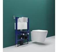 SKY Bathroom Low Height Rimless Wall Hung Toilet with 0.82m Concealed Cistern Frame Set