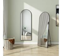 SKY BATHROOM Skybathroom Arch Full Length Mirror 150x50cm Floor Mirror Rounded Standing Mirror Stand Large Wall Mirror with Black Framed in Bedroom Dressing Room Mirror