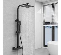 SKY Bathroom Thermostatic 38℃ Shower Set Exposed Valve, Shower Bar Set with 8 inches Rainfall Shower Head and Handheld Shower, Adjustable Height Thermostatic Shower System, Matte Plated, Square Shape