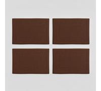 SKY BEDDINGS 4-Pack Chocolate Cotton Bath Mats - 20" x 30", Ultra-Soft & Super Absorbent, Ring-Spun Cotton, Banded Design - Bathmat Towel Hotel Style - Ideal for Shower Floor, (Not a Bathroom Rug)