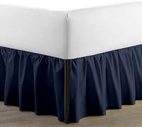 SKY BEDDINGS - Full Size Ruffled Bed Skirt with Split Corners - 12 Inch Drop Dust Ruffle Bed Skirt with Platform Three Sided Coverage - 100% Microfiber, Navy Blue