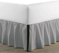 SKY BEDDINGS - Full Size Ruffled Bed Skirt with Split Corners - 18 Inch Drop Dust Ruffle Bed Skirt with Platform Three Sided Coverage - 100% Microfiber, Light Grey