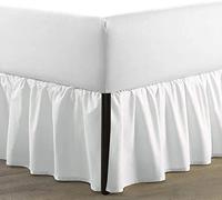 SKY BEDDINGS - King Size Ruffled Bed Skirt with Split Corners - 14 Inch Drop Dust Ruffle Bed Skirt with Platform Three Sided Coverage - 100% Microfiber, White