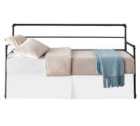 SKY BEDDINGS - Pleated Daybed Bedskirt with Split Coners - 12 inch Drop Twin Daybed Skirt Dust Ruffle - 100% Microfiber Platfom Daybed Skirt for Living Room, Guest Room (Twin - 12" Drop, White)