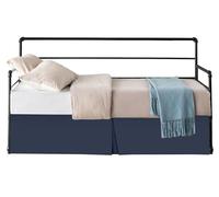 SKY BEDDINGS - Pleated Daybed Bedskirt with Split Coners - 14 inch Drop Twin Daybed Skirt Dust Ruffle - 100% Microfiber Platfom Daybed Skirt for Living Room, Guest Room (Twin - 14" Drop, Navy Blue)