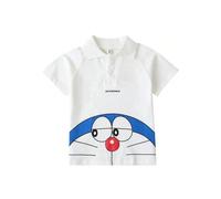 (SKY BLUE, 110) 100% Cotton Kids Polo Shirt cartoon Short Sleeve Doraemon Summer boy T-Shirt children Top
