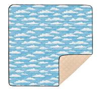Sky Blue and Pure White Stripe Pattern Doodle Art Large Stylish Baby Playmat for Indoor Outdoor Non-Toxic Tummy Time Activity Mat for Baby Kids Toddlers Infants, 50'' x 50''