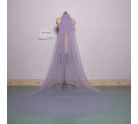 Sky Blue Bridal Veil Long Cut Edge Double Layer 3 Meters Long Wedding Veil Elegant Lady Cathedral Veil Dusty Rose-Purple-300cm