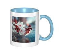 Sky Blue Ceramic Mugs for Exquisite Unique Plum blossoms On The Ice Pattern Print Smooth Practical Durable Easy to Clean