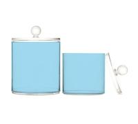 Sky Blue Clear Plastic Food Organizer Storage with lid Bathroom Essentials Decorative Storage Bin for Floss Picks,Paper Clips,2 Pack