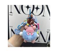 (sky blue) Cute Rex Rabbit Fur Small Coal Ball Ugly Thing Plush Doll Ornament Doll Car Keychain Pendant