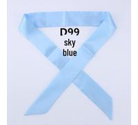 (sky blue, D99) Korean Style Solid Color Silk Satin Narrow Scarf - Versatile Fashion Accessory for Women
