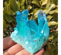 Sky-Blue Flame Ring Quartz Crystal Cluster Wedding Decoration Aquarium Ornaments (Size : 450-500g) Gemstone Stone