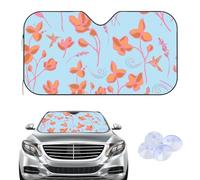 Sky Blue Floral Windscreen Cover Sunshades, Frost Winter Windscreen Cover, Car Accessories Protector Car Gifts for Men Screen Protector From Ice Window for Suv Van (145× 80 cm)