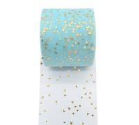 Sky Blue Glitter Mesh Roll, Stars Tulle Roll, Glitter Tulle Fabric Roll, Sparkle Star Netting Fabric for DIY Crafts Gift Wrapping, 6cm*25 Yards