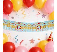 Sky Blue Happy Birthday Banner Large Tinsel Tassel Birthday Banner Party Backdrop Wall Decorations for Kids Boys Girls Photo Prop 106 * 11 Inch