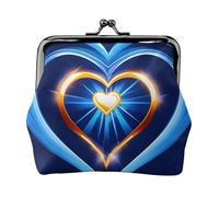 Sky Blue Heart Print Charm and Versatile Coin Purse Exquisite Waterproof Kiss Lock Wallet for Keys Cards