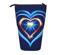 Sky Blue Heart Print Standing Pencil Case Telescopic Pencil Bag Pop Up Pencil Pouch Pen Pouch Makeup Cosmetics Bag