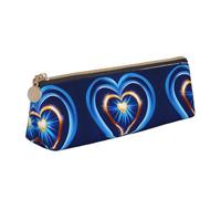 Sky blue heart Triangle Leather Case Multi Functional Cosmetic Bag Portable Makeup and Stationery Storage Bag , White, One Size, Lightweight, White, One Size, Lightweight