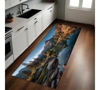 Sky Blue Kitchen Rug 40 x 120 cm Natural rocks and streams Non-Slip Washable Kitchen Floor Mat for Kitchen, Hallway, Living Room, Bedroom, Bathroom