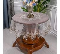 Sky Blue Lace Tablecloth Satin Floral Solid Color Di Table Cover for Weddings Banquets & Home Decor Lace Tablecloths 130cm Round Size