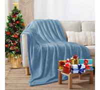 (Sky Blue/ Light Blue- Fleece Blankets Throw) Large Fleece Blankets Faux Fur Warm Sofa Bed Throw
