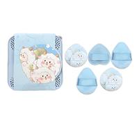 Sky Blue Makeup Sponges for Liquid Cream & Blush Application - Set of 5 Soft Hydrating Teardrop Round Beauty Blenders with Mini Puff and Ventilated Pastel Storage Case, Portable for Full Coverage