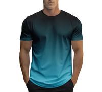 Sky Blue Mens T Shirt Round Neck Pullovers Summer Tops Comfortable T Shirts Short Sleeve Lightweight Athletic Sports Tshirt Activewear Tshirts for Running Workout Gym Hiking Size L