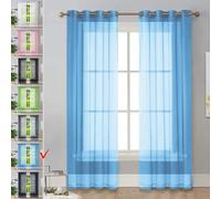 Sky Blue Modern Linen Curtains 250x90 cm Washable Adjustable Magnetic Blackout Sun & Fly Protection Ideal for Indoor Door & Window Decor