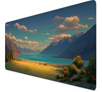 Sky Blue Mouse Pad 100 x 50cm, Large Mouse Mat Landscape Desk Mat with Anti-Slip Rubber Base, Waterproof Surface Stitched Edges Keyboard Mat, Home Office, Desk Accessories for Men, Women Gifts m1848