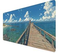 Sky Blue Mouse Pad 120 x 60cm, Large Mouse Mat Landscape Desk Mat with Anti-Slip Rubber Base, Waterproof Surface Stitched Edges Keyboard Mat, Home Office, Desk Accessories for Men, Women Gifts c1663